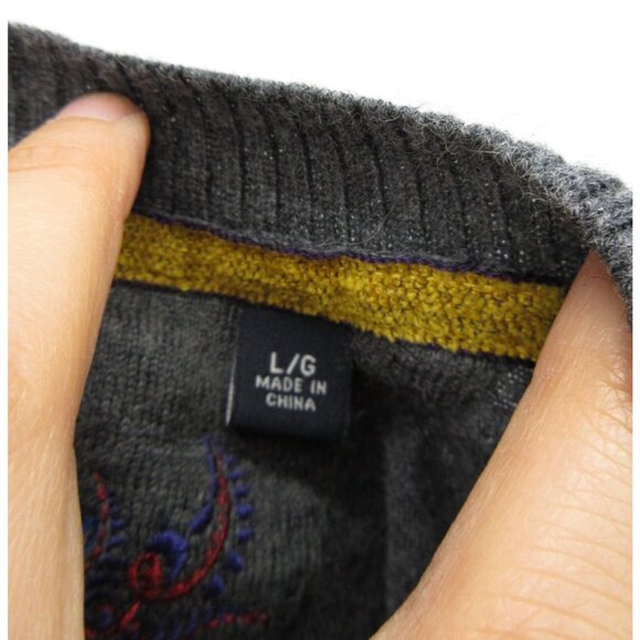 Robert Graham Sweater Large (S) Wool Cashmere Jacquard Paisley Pullover - Picture 10 of 12